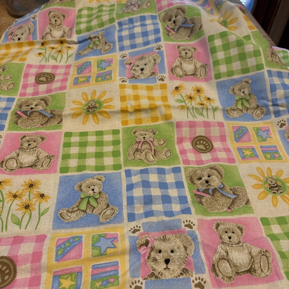 Boyds Bears Collection Cotton Fabric 2.5 Yards Bear Theme Patchwork Gingham